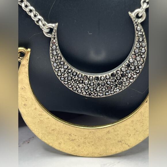 Lucky Brand triple crescent two tone moon necklace - Picture 3 of 7